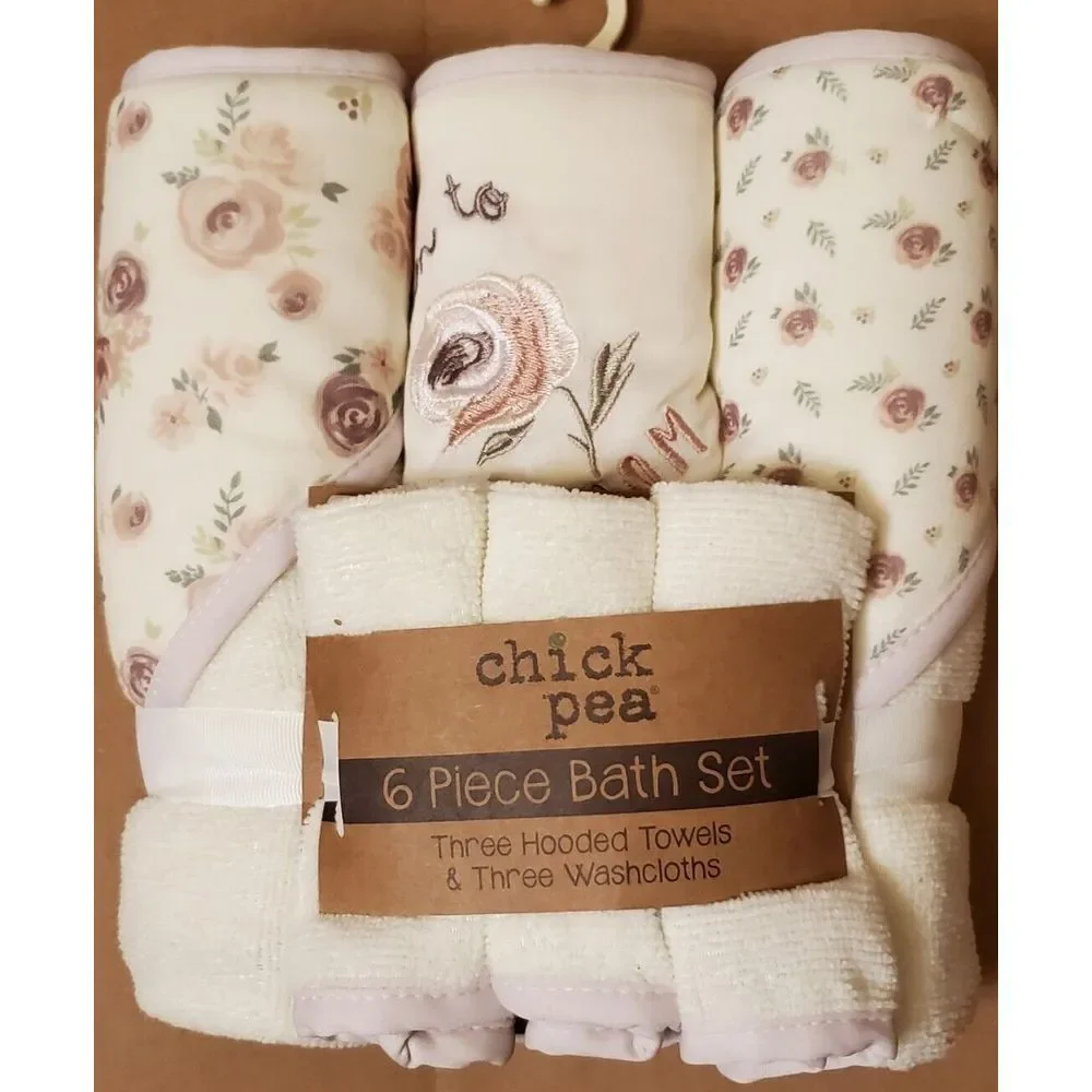 Cutie Pie Baby - Chick Pea 6 piece Bath Set, New - Free Ship!